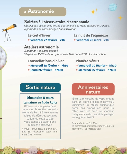 Géotopia et le club d'astronomie propose divers observations et ateliers en cette fin de période hivernale