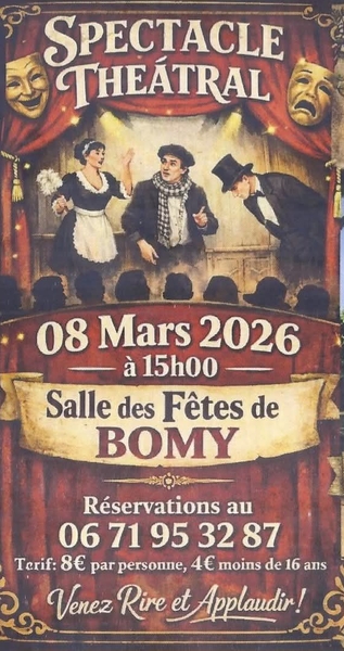 Spectacle théâtral ce dimanche 8 mars à Bomy