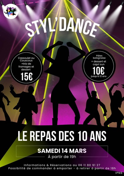Le repas des 10ans de l'association Styl'dance de Saint Hilaire Cottes