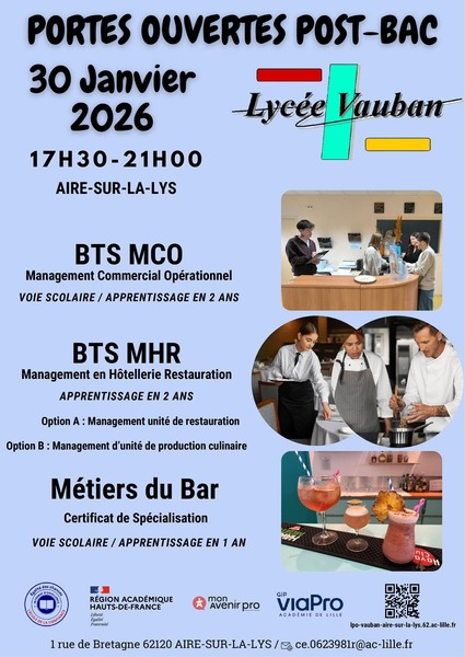 Portes ouvertes post bac ce vendredi 30 janvier au lycée Vauban d'Aire sur la Lys