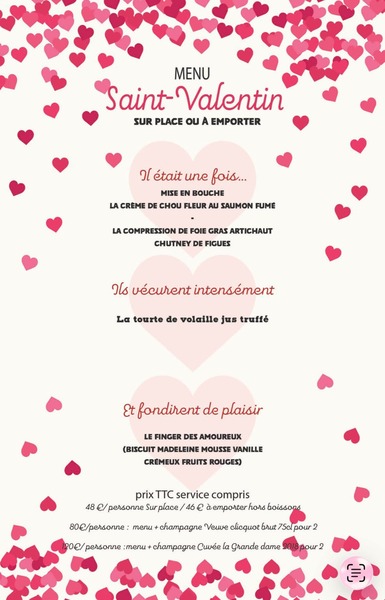 Un menu spécial Saint Valentin chez R De Saveurs à Aire sur la Lys