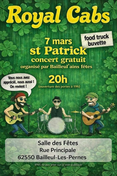 Un concert avec le groupe Royal Cabs ce samedi 7 mars à Bailleul les pernes