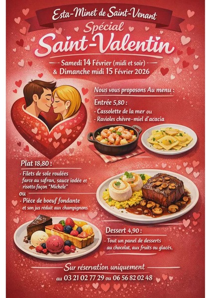 Un repas de la saint valentin à l'esta-minet de Saint Venant