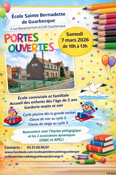 Portes ouvertes de l'école Sainte Bernadette de Guarbecque ce samedi 7 mars