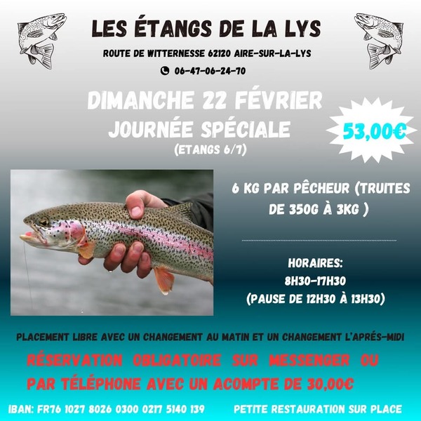 Journée pêche aux étangs de la Lys à Aire sur la Lys ce dimanche 22 février