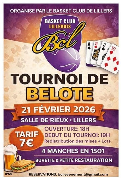 Un concours de belote est organisé ce samedi 21 février à Lillers