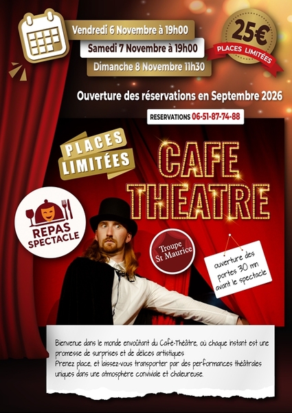 Café théatre dans la salle Saint Maurice de Guarbecque ces 6, 7 et 8 novembre 2026