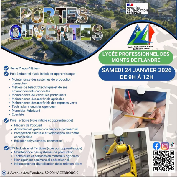 Le lycée professionnel des monts de Flandre à Hazebrouck ouvre ses portes ce samedi 24 janvier