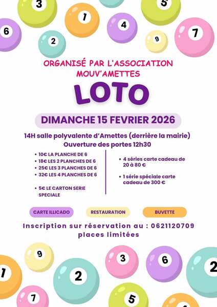 Un loto est organisé ce dimanche 15 février à Amettes