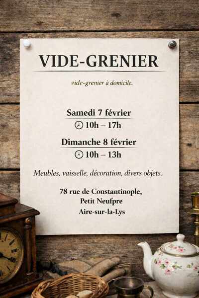 Un vide maison ce samedi 7 et dimanche 8 février à Aire sur la Lys