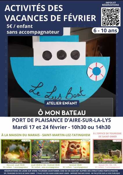 ATELIER "Ô mon bateau" au port de plaisance d'Aire sur la Lys, pour les 6-10 ans