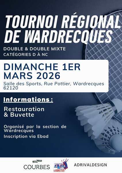 Tournoi régional de Wardrecques ce dimanche 1 mars