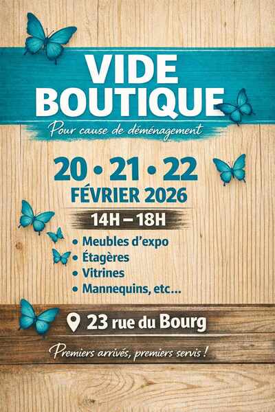 Un vide boutique au créatelier des papillons d'Aire sur la Lys