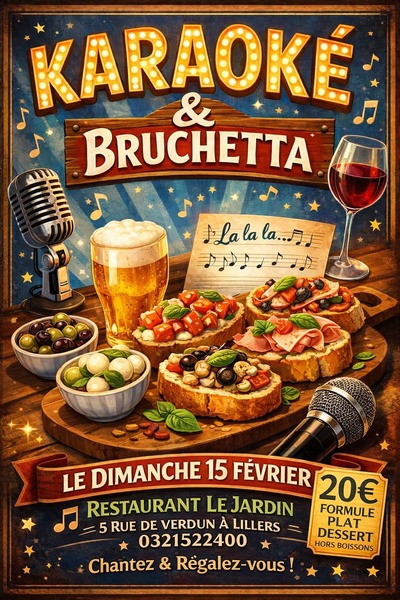 Soirée karaoké et Bruchetta ce dimanche 15 février à Lillers