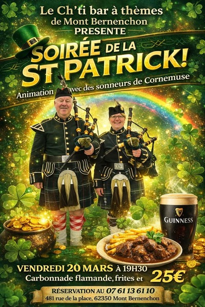 Soirée de la Saint Patrick à Mont Bernenchon ce vendredi 20 mars
