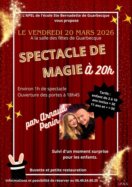 Un spectacle de magie sera proposé ce vendredi 20 mars à Guarbecque