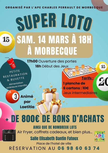 Un loto est organisé ce samedi 14 mars à Morbecque