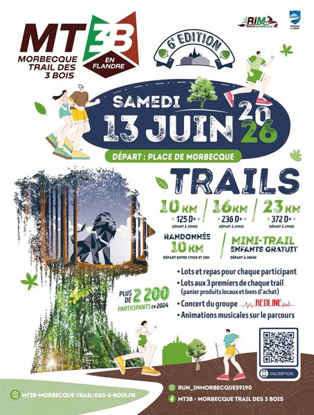 L'édition 2026 des trails des 3 bois de Morbecque se déroulera le samedi 13 juin