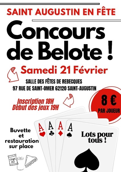 Un concours de belote sera organisé ce samedi 21 février à Saint Augustin