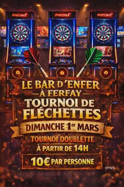 Le bar d'enfer à Ferfay lance un tournoi de fléchettes ce dimanche 1 mars