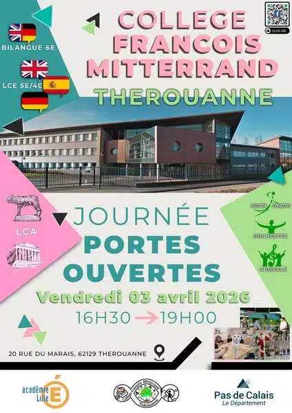 Portes ouvertes du collège François Mitterrand de Thérouanne ce vendredi 3 avril