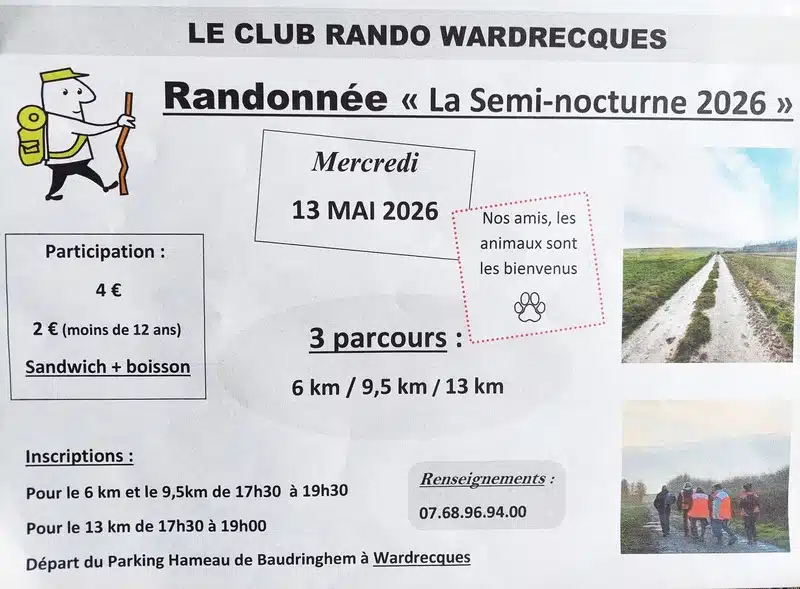 Des randonnées ce mercredi 13 mai à Wardrecques