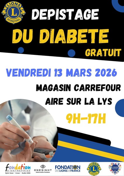 Dépistage du diabète à Aire sur la Lys ce vendredi 13 mars
