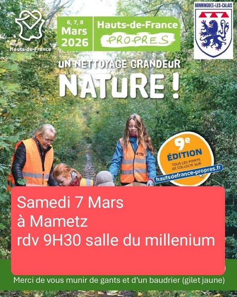 Nettoyage de la nature avec la commune de Mametz ce samedi 7 mars des 9h30