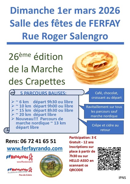 26éme édition de la marche des crapettes à Ferfay ce dimanche 1 mars