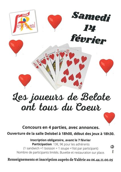 Un concours de belote sera organisé ce samedi 14 février à Pihem