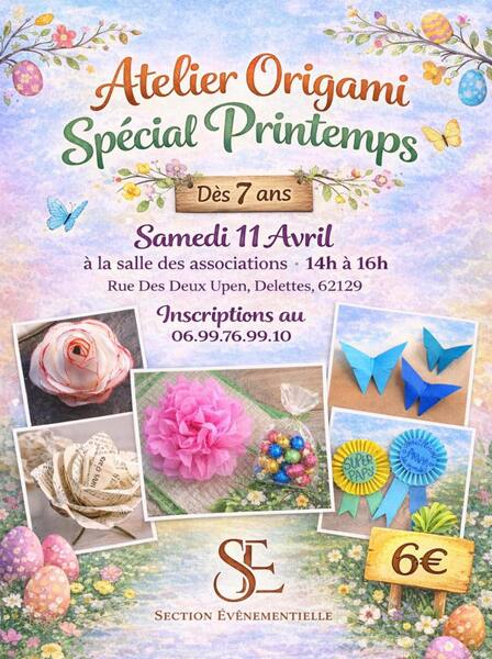 Atelier Origami ce samedi 11 avril à Delettes