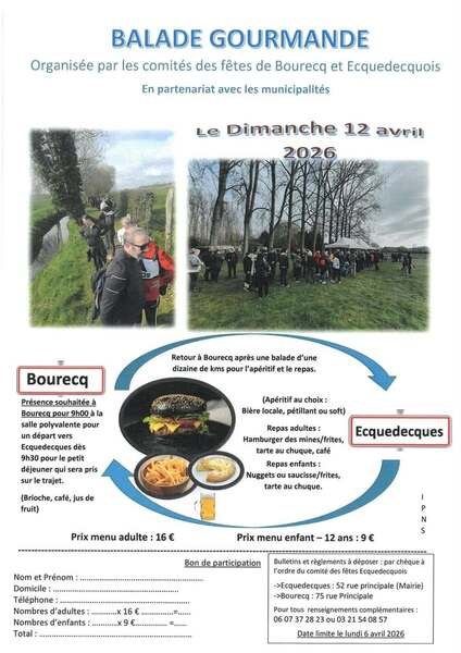 Balade gourmande ce dimanche 12 avril entre Bourecq et Ecquedecques