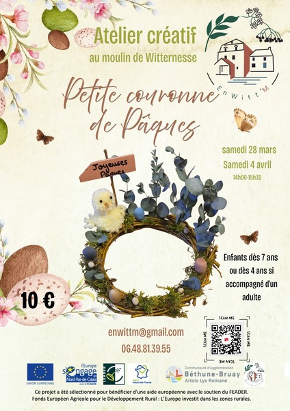Un atelier créatif ce samedi 28 mars à Witternesse au moulin