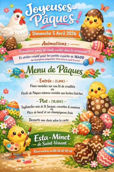 Menu spécial Paques ce dimanche 5 avril à Saint Venant