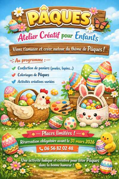 Atelier créatif spécial Pâques ce dimanche 5 avril à Saint Venant