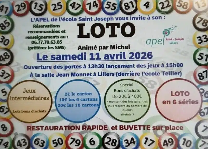 Un loto est organisé ce samedi 11 avril à Lillers au profit des enfants de la commune
