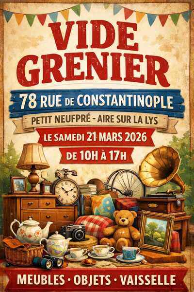 Vide grenier ce samedi 21 mars à Aire sur la Lys
