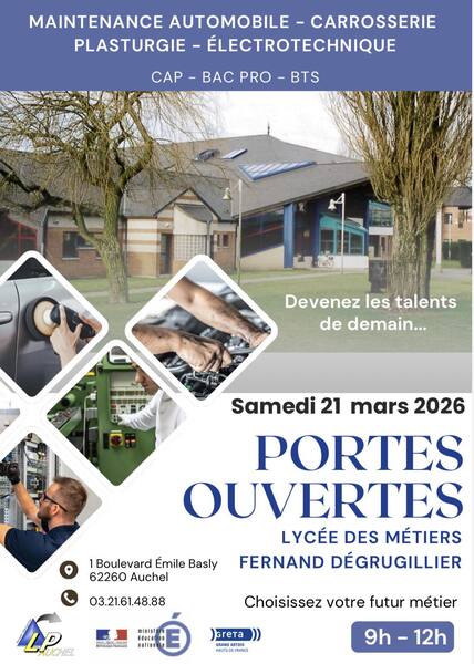 Portes ouvertes du lycée des métiers de Auchel ce samedi 21 mars