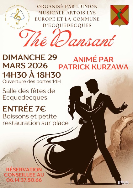 Thé dansant ce dimanche 29 mars à Ecquedecques