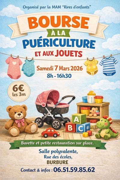 Bourse à la puériculture ce samedi 7 mars à Burbure