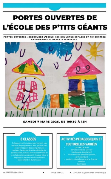 L'école des p'tits géants ouvre ses portes ce samedi 7 mars à Steenbecque