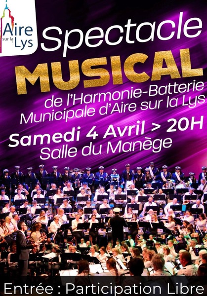 Le spectacle musical de l'harmonie d'Aire sur la Lys se déroulera ce samedi 4 avril à Aire sur la Lys