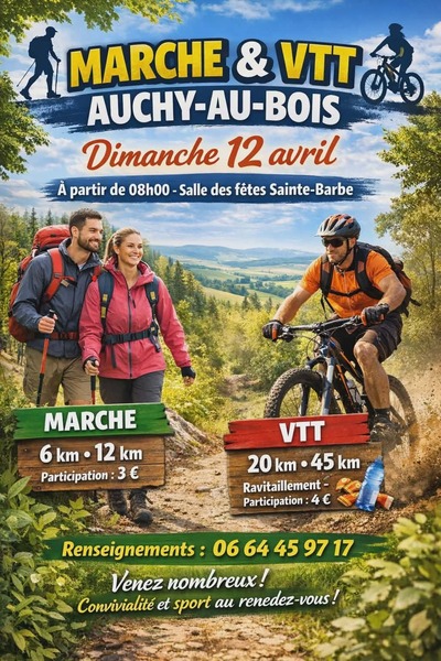 Marche et VTT ce dimanche 12 avril au départ de la commune d'Auchy Au bois