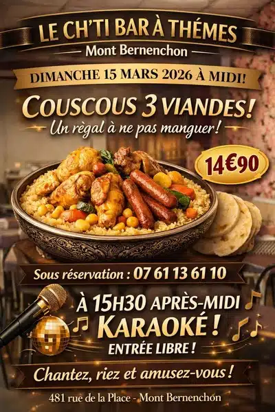 Un après midi karaoké ce dimanche 15 mars à Mont Bernenchon avec couscous au midi