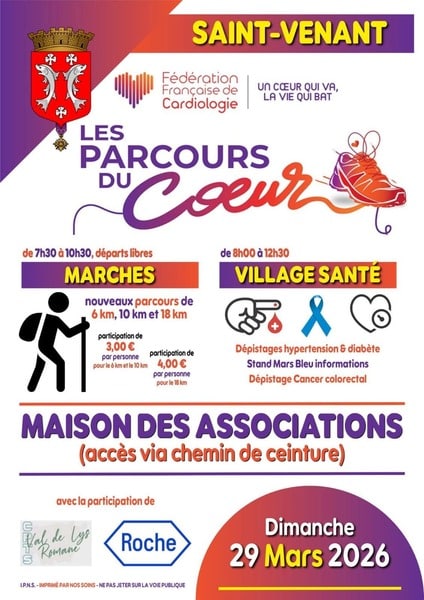 Les parcours du coeur se dérouleront les dimanche 29 mars à Saint Venant