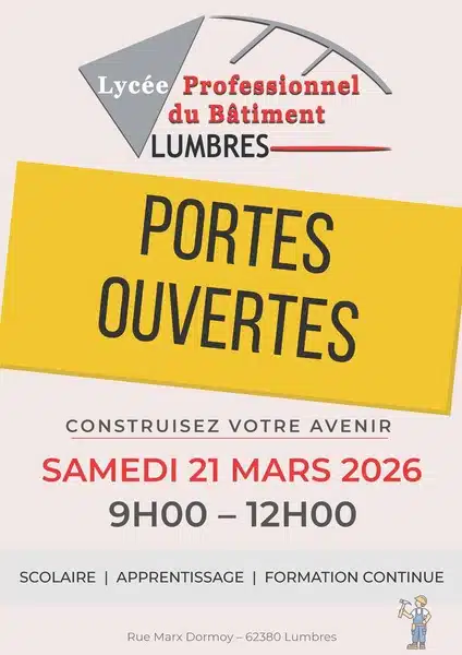 Portes ouvertes du lycée professionnel du bâtiment de Lumbres ce samedi 21 mars