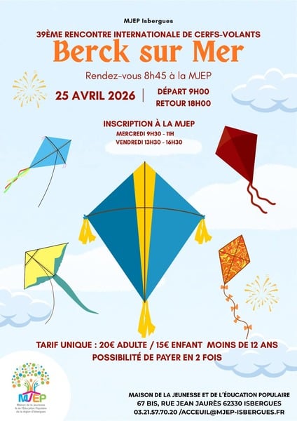 Déplacement aux cerfs volants de Berck ce samedi 25 avril depuis Isbergues