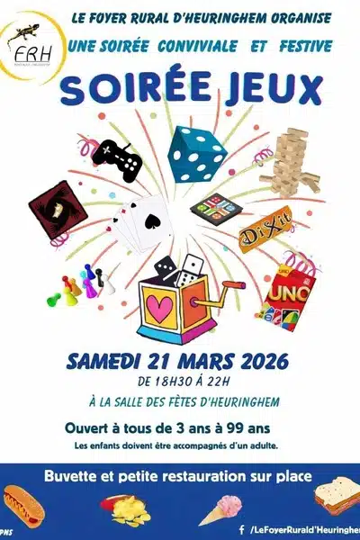 Soirée jeux ce samedi 21 mars à Heuringhem