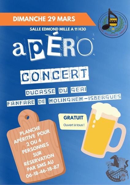 Apéro concert ce dimanche 29 mars à Isbergues avec la fanfare de Molinghem Isbergues