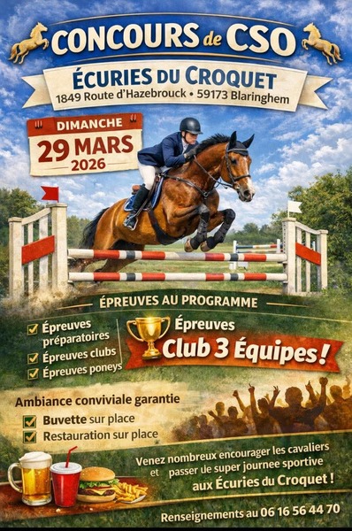 Concours de CSO ce dimanche 29 mars à Blaringhem